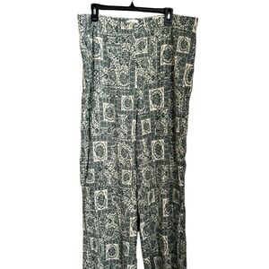 Abercrombie & Fitch Green and Cream Wide Leg Pants